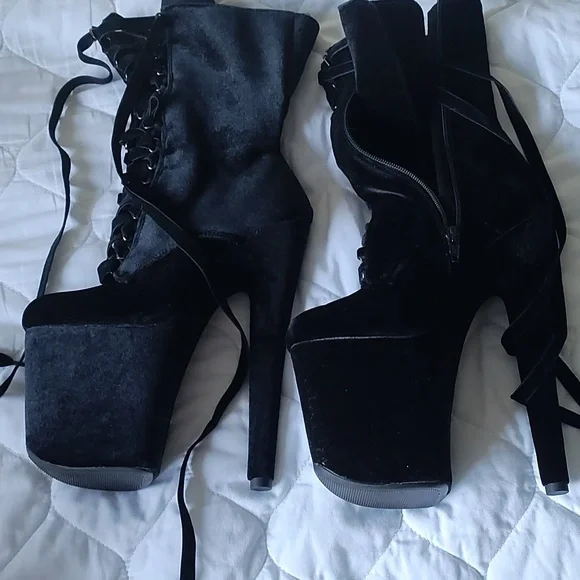 Velvet Babydoll Pleaser Boots - Picture 8 of 15